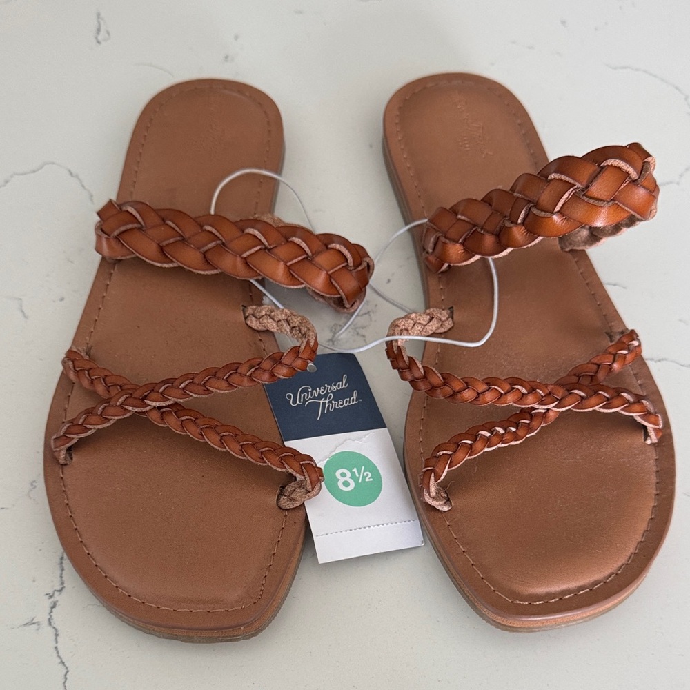 Universal Thread Cognac Braided Slide Sandals